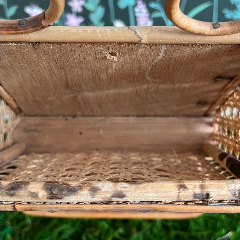 VINTAGE wicker/ bamboo/ wall-mounted storage rack, for mail, or magazines 70ʼs - Picture 5 of 15